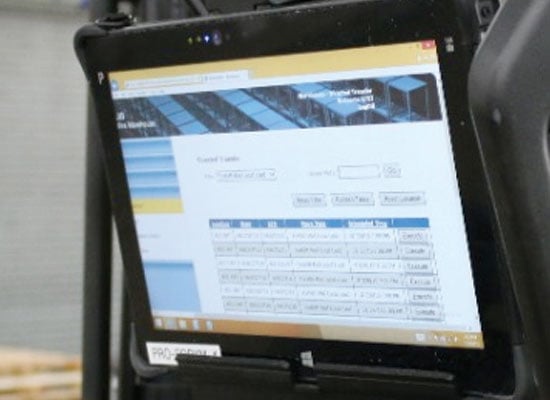 rugged tablet mounted on forklift