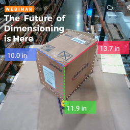 cardboard box with colored lines from xdim mobile dimensioning software