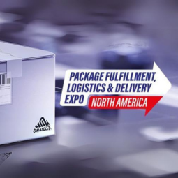package fulfillment, logistics and delivery expo north america logo next to cardboard box