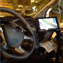 rugged tablet mounted in vehicle dashboard
