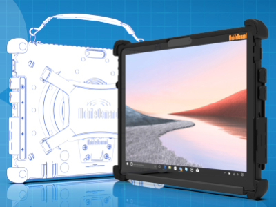 microsoft surface pro 8 with rugged xcase in front of blueprint