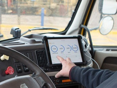 rugged tablet mounted in a vehicle